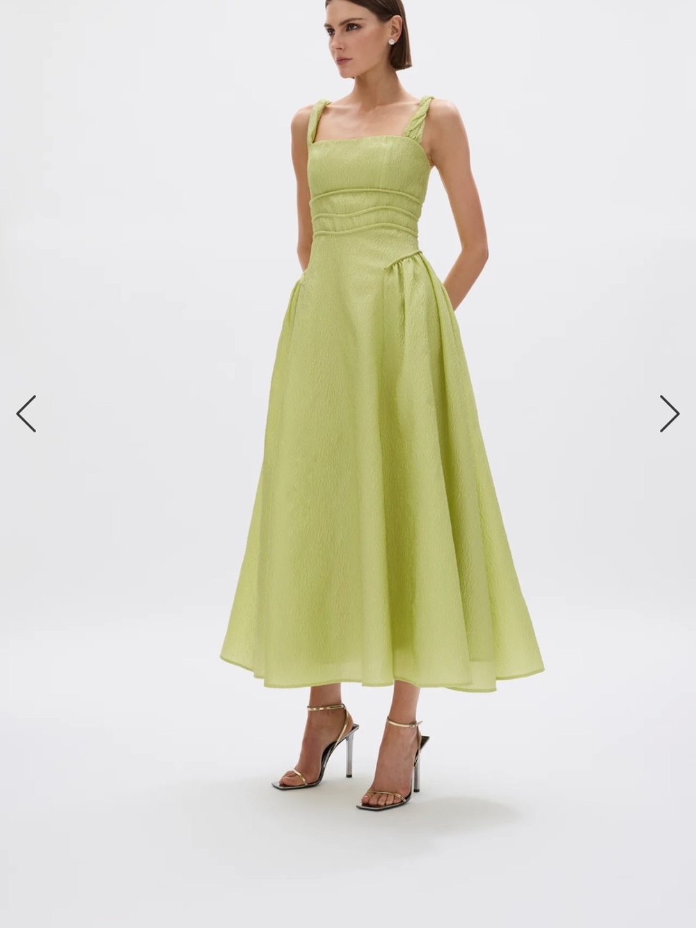 Rachel Gilbert Lime Green Maxi Dress with Twisted Straps
